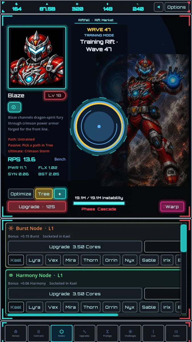 Cosmic Rift Rangers screenshot of dimensional nodes